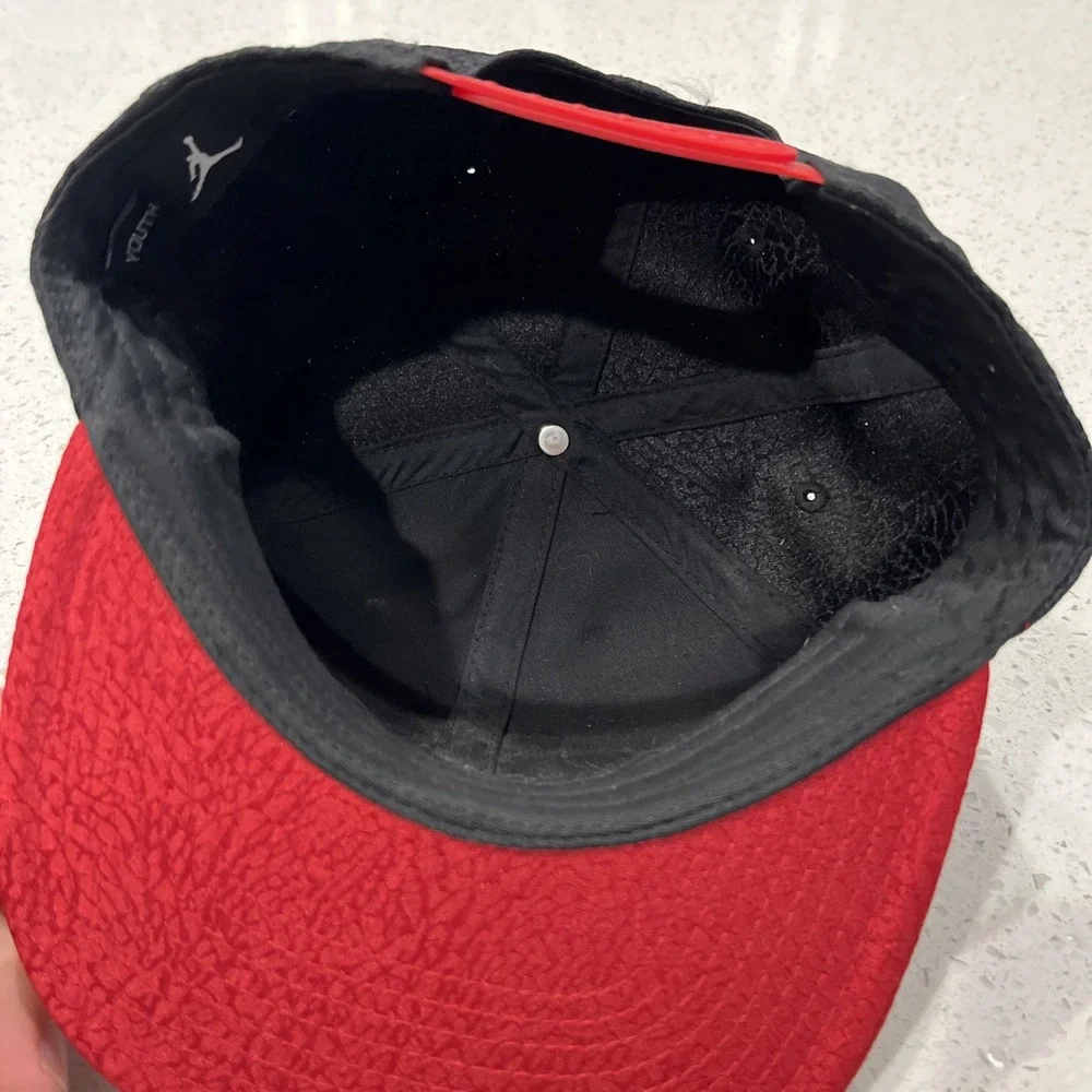 Air Jordan Youth Adjustable Baseball Cap Hat Snapback Jumpman Logo Black Red